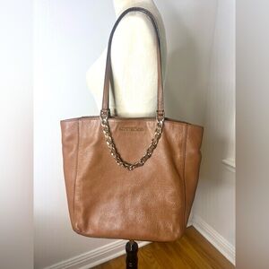 Michael Kors Harper Luggage brown leather North South tote EUC